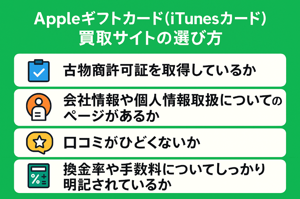 安全なAppleギフトカード買取サイトの選び方