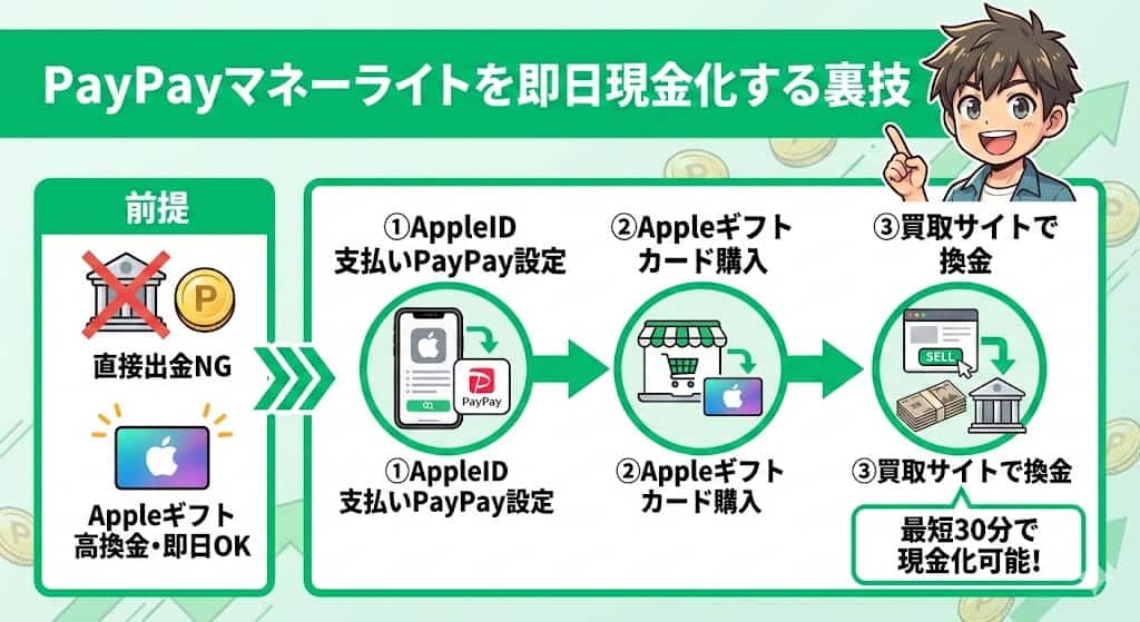 PayPayマネーライトを即日現金化する裏技【手順付き】