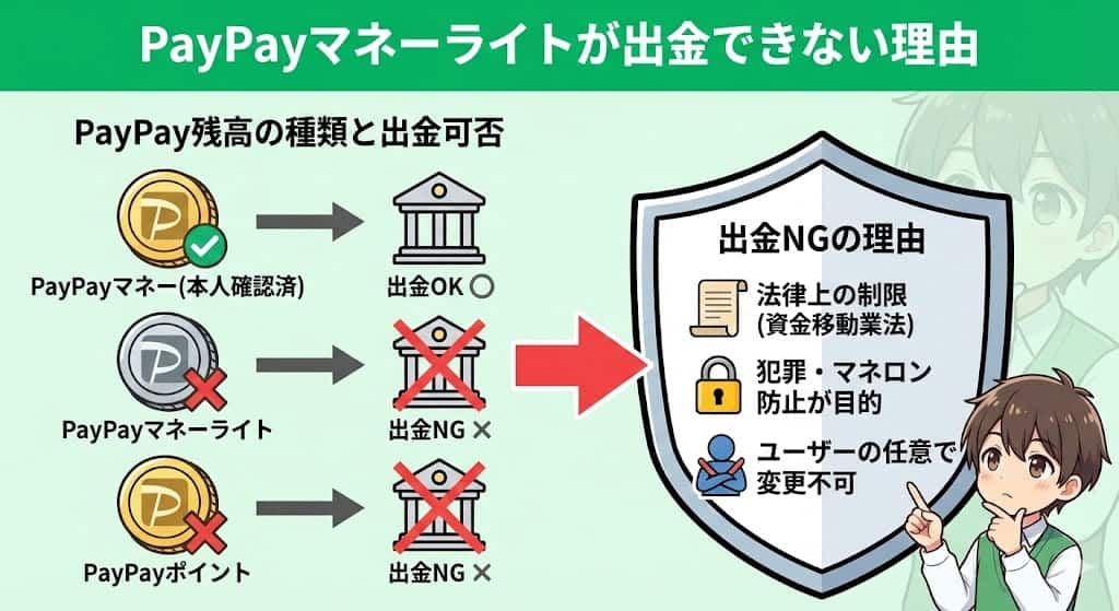 PayPayマネーライトが出金できない理由