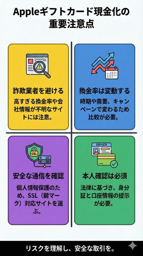 Appleギフトカードを現金化する際の注意点