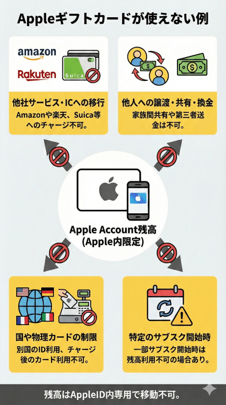 Appleギフトカードが使えない場所や利用法まとめ