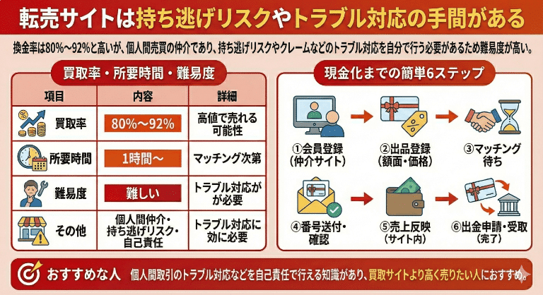 転売サイトは持ち逃げリスクやトラブル対応の手間がある