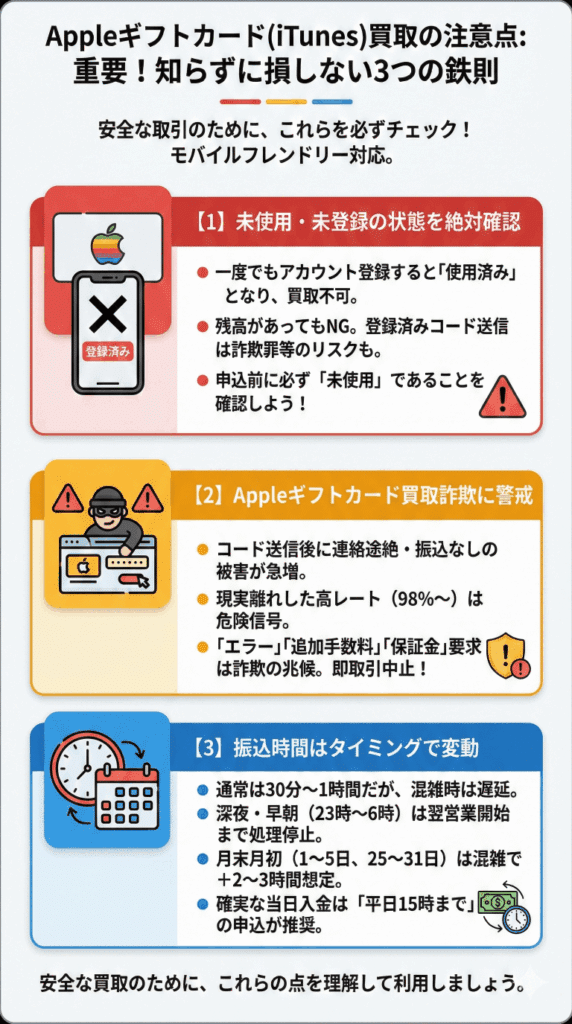 Appleギフトカード(iTunes)買取の注意点