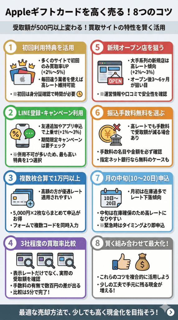 Appleギフトカードを高額で売却する8つのコツ