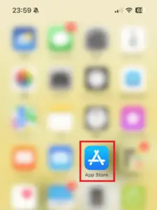 iPhoneのホーム画面でApp Storeアイコンの位置を示したスクリーンショット